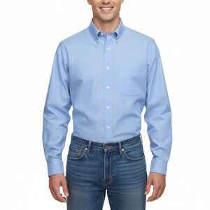 Kirkland Signature Non-Iron Dress Shirt | 100% Cotton Blue Solid 16.5 //35